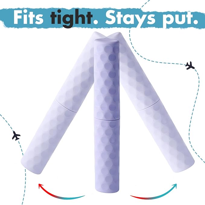 3Pcs Travel Toothbrush Case, Portable Travel Toothbrush Holder with Dot,Toothpaste Container for Family Trip, Camping, School, 8.1x2.5x2 / 8.1x1.4x0.9(Purple+Blue) - Image 3