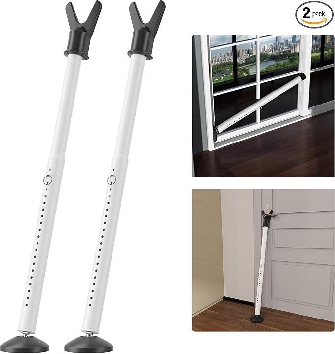 Door Stoppers Security Bar 2 Pack, Patio Sliding Door Lock Bar, 20-51 inch | Heavy Duty Metal Door Stop for Front Door, Apartment Security, Portable Door Jammer for Travel Hotel Dorm by Keplrend
