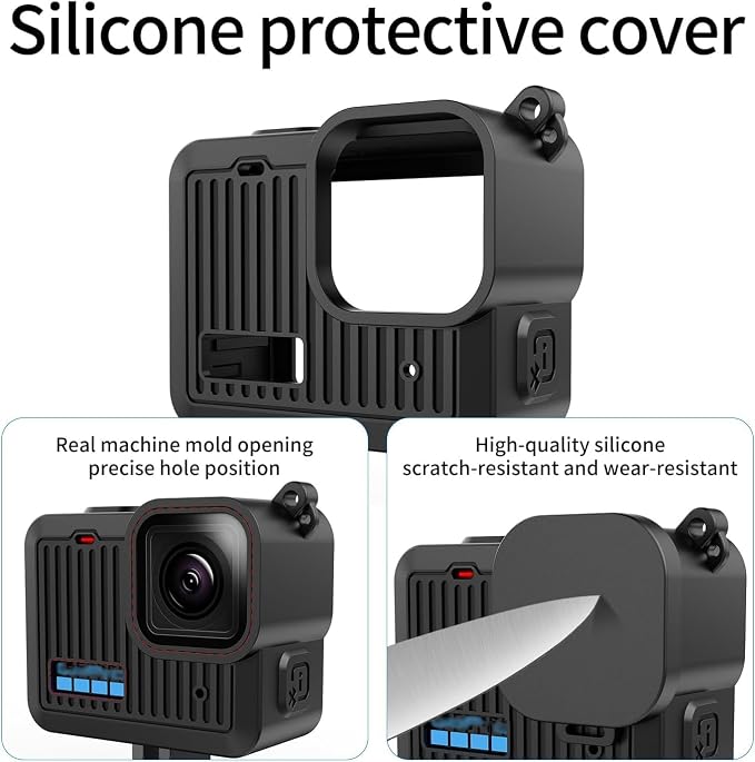 Accessories Kit for GoPro Hero 4K Action Camera | Silicone Protective Case,screen protectors,Lens Cap,Lanyard,Battery Side Cover, - Image 3