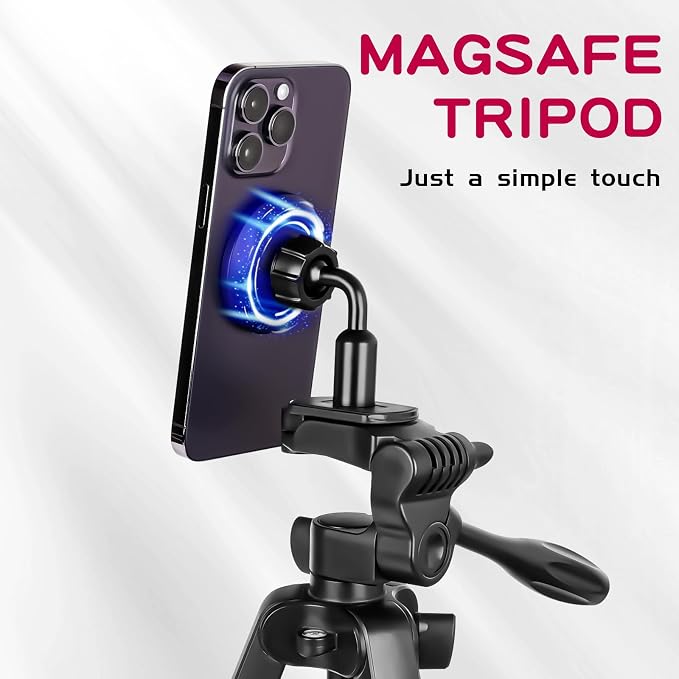 55" Phone Tripod, PHOPIK Aluminum Extendable Tripod Stand with Shutter, Carrying Bag, Compatible with iPhone/Android/Sport Camera&Insta 360 x5 Perfect for Video Recording/Selfies/Live Stream/Vlogging - Image 2