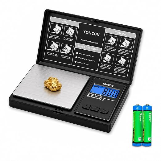 Gram Scale- 500g Ultra-Precise Digital Scale .01 Gram Accuracy for Jewelry, Diamonds, Gold & Silver, Portable Pocket Scale with LCD Display, Tare Function - Perfect for Jewelers & Collectors by YONCON