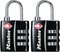 Master Lock 4680DBLK TSA-Approved Luggage Lock, 1-3/16-in. Wide, Black (Pack of 2) by MasterLock