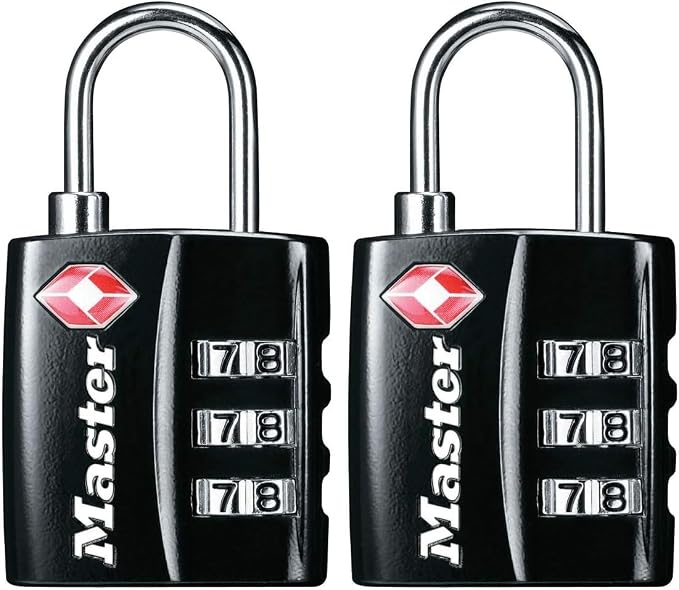 Master Lock 4680DBLK TSA-Approved Luggage Lock, 1-3/16-in. Wide, Black (Pack of 2) by MasterLock