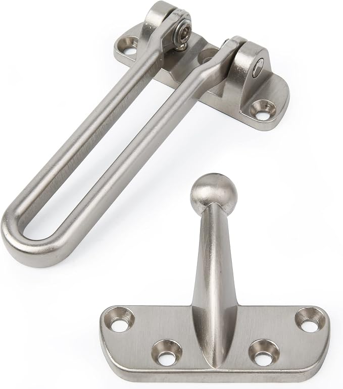 HASWARE Home Security Door Lock Swing Bar,Black Alloy Anti-Theft Door Guard Latch for Front and Inside Door, Safety Childproof Reinforcement Door Stopper (Silver) - Image 4