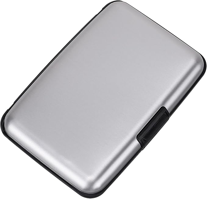 Mini RFID Aluminum Wallet Credit Cards Holder Business Card Case Metal ID Case for Men Women (Silver) by ELFISH