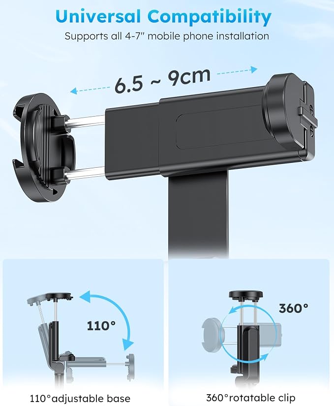VRIG 63" Phone Selfie Stick Tripod Cell Phone Tripod with Wireless Remote | Extendable Portable Adjustable Tripod Stand for Recording Travel, Compatible with iPhone17 16 15 Android Camera - Image 4