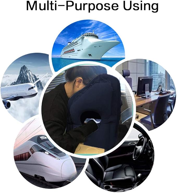 Inflatable Travel Pillow for Airplane, Inflatable Neck Air Pillow for Sleeping(Blue) - Image 3