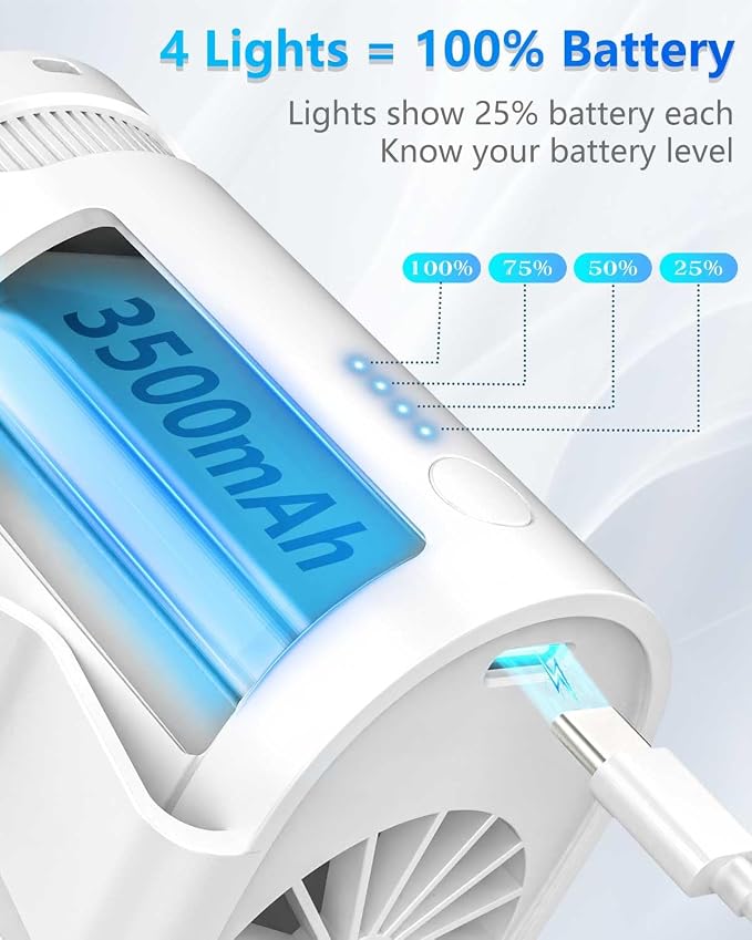 Clip On Fan for Shirt Belt Pants-Compact Portable Waist Fan Battery Operated,Wearable Undershirt Back Hip Hardhat Body Fans that Blow Cold Air,Hanging Necklace Fans with Strap for Outdoor Indoor White - Image 6
