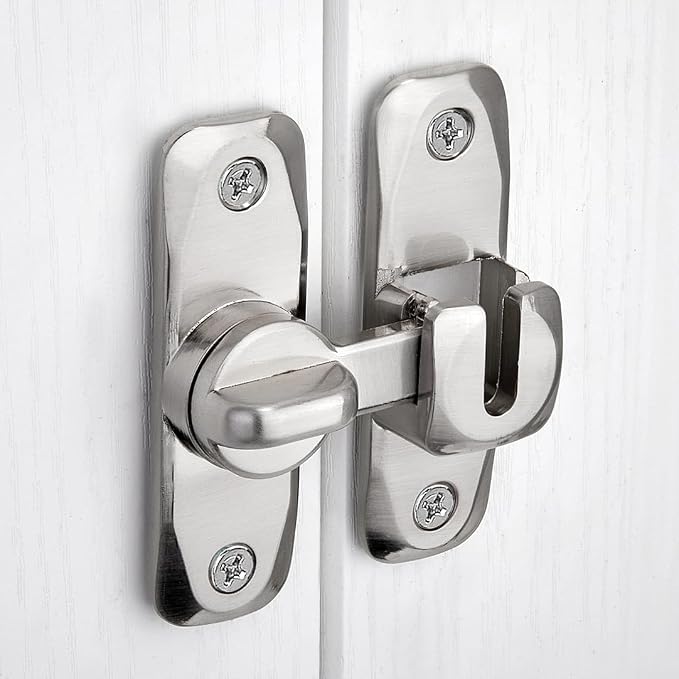 3 Packs Silver Barn Door Latches,90/180 Degree Gate Lock_B | Zinc Alloy Right Angle Door Lock Latch,Flip Gate Latches,Sliding Door Latch Lock,for Cabinets,Fence Gates,Pet Cage - Image 5