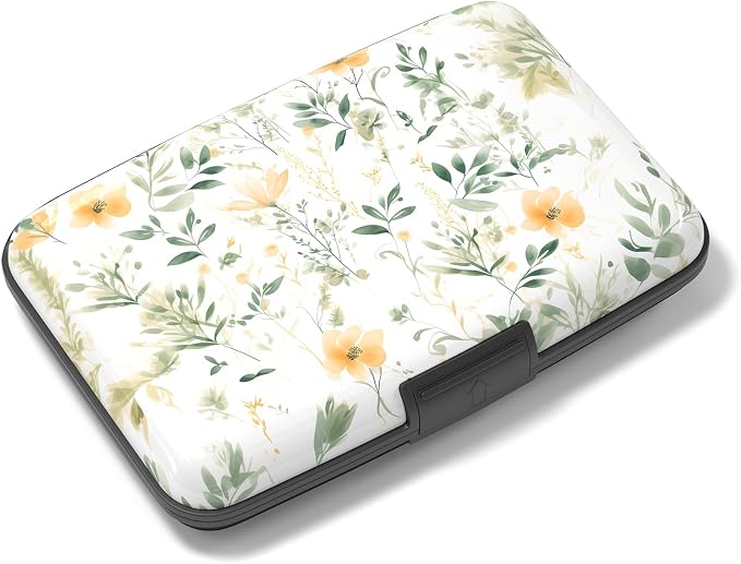 Rimilak Aluminuml Credit Card Holder,Green Leaf | Mini Credit Card Wallet RFID Blocking Slim Metal Hard Case for Women Men by Rimilak