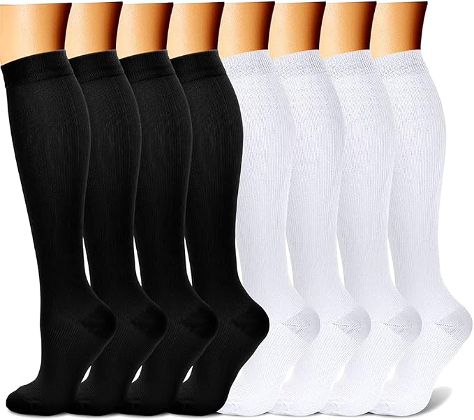 CHARMKING Compression Socks for Women & Men Circulation (8 Pairs) 15-20 mmHg Best Calf Socks Support for Athletic Cycling by CHARMKING