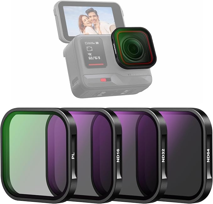 NEEWER ND & CPL Filter Set Compatible with Insta360 Ace Pro, ND16 ND32 ND64 CPL 4 Pack Action Camera Accessories Polarizer Neutral Density Filters with Multi Coated Optical Glass & Slim Aluminum Frame by Neewer