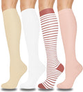 Aoliks Compression Socks for Women and Men 4 Pairs, Mild Support | Long Knee High Stockings for Nurses Running Travel Flying Pregnancy Athletic 15-20 mmHg by Aoliks