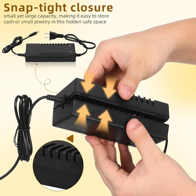 Homoyoyo Diversion Fake Charger Storage Box Container Discreet Fake 2 Pack, Wall Plug and Laptop Charger Hidden Compartment Containers, Secret Stash Money Hider for Cash Jewelry Keys Home Travel Black - Image 2