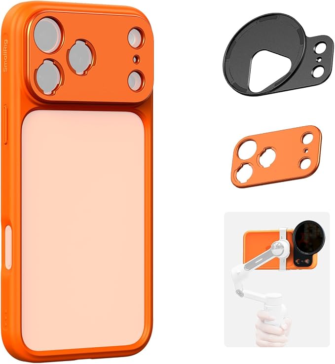 SMALLRIG FilMov Bumper Phone Case for iPhone 17 Pro Max, Hollow Back Design with Lens Backplate, 67mm Filter Adapter Compatible with Phone Gimbal Stabilizers, for DJI for Insta360, Orange- 5795 by SmallRig