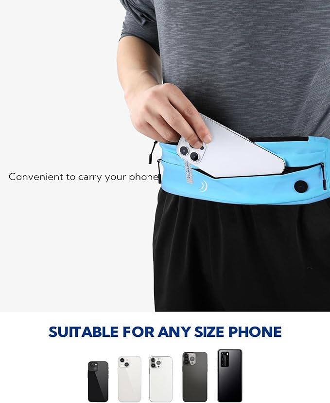 WATERFLY Running Belt Fanny Pack:Phone Holder Belt for Men Women | Lightweight, Soft and breathable fabric,SBS zipper, adjustable waist belt, Zero bounce, Suitable for running workout Fitness - Image 3