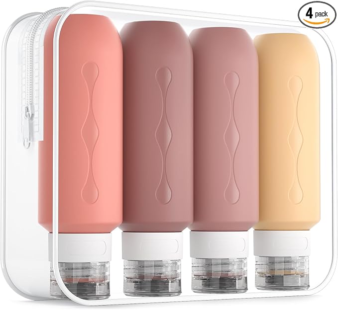 Gemice Travel Bottles for Toiletries, Tsa Approved Travel 6oz Size Containers with Clear Bag, BPA Free Leak Proof Travel Tubs Refillable Liquid Travel Accessories for Cometic Shampoo Lotion by GemiceBeautyTools