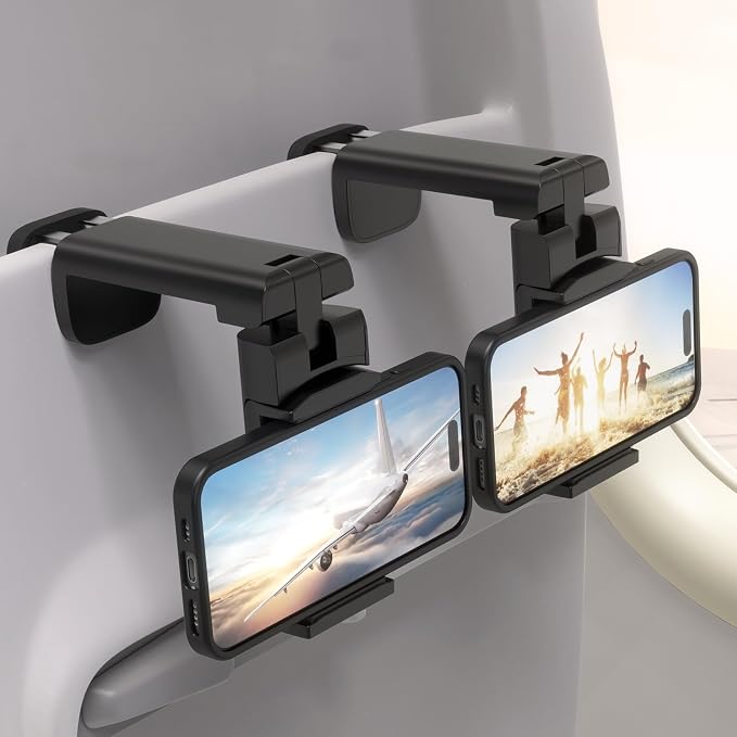 2 PCs Airplane Phone Holder Mount- Klearlook 360° Rotating Airplane Phone Mount for Travel, Desk & Flight | Handsfree Adjustable Phone Stand | Airplane Travel Essentials Accessories by KlearlookMaximizedClarity