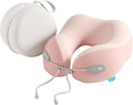 Travel Pillow with Cool Material,Neck Pillow for Traveling 100% Pure Memory Foam,Travel Neck Pillow with Hard Case, Airplane Pillow for Traveling,Travel Essentials (Pink) by Povinmos