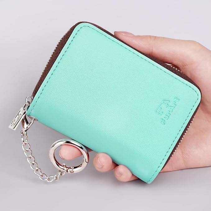 FurArt Zipper Wallet Women RFID Credit Card Holder keychain Wallet | ID Window RFID Blocking Compact Small business 15/16 slots - Image 4