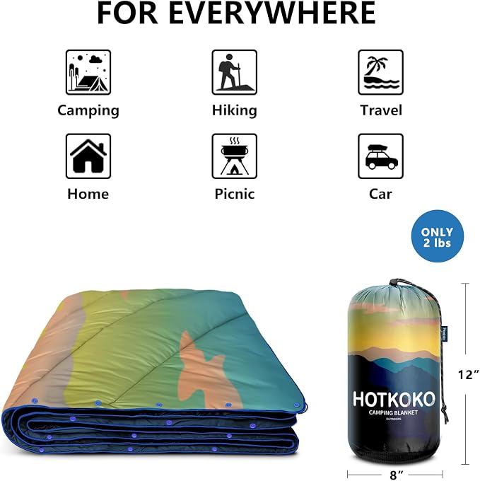 Puffy Camping Blanket,Large Camp Blanket Outdoor Camping Quilt Waterproof | Lightweight Printed Warm Packable Down Alternative Blanket for Camping,Traveling, Stadium, Hiking, Picnics - Image 6