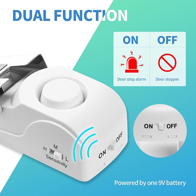 Door Stop Alarm, Door Stopper with 120DB Security Alarm, Floor Wedge Doorstop for Travel Apartment Home House (Pack of 2) - Image 3