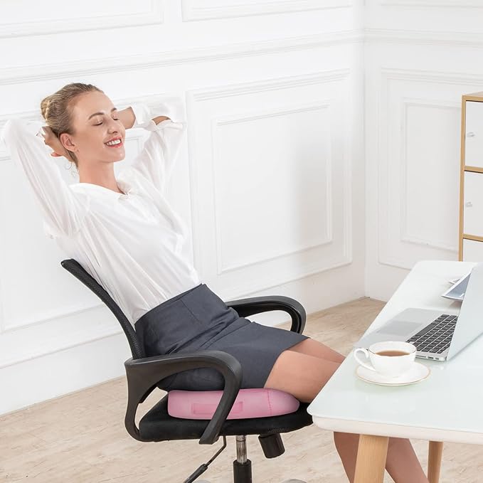 SAIREIDER Office Chair Cushion, Car Seat Cushion, Memory Foam Coccyx Cushion Pads for Tailbone Pain, Sciatica Relief Pillow, Correct Sitting Posture (Pink) - Image 7