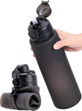 TakeToday Collapsible Water Bottles, Foldable for Travel, 32oz, Black | Compact Foldable Travel Bottle with Straw, TSA-Approved Leakproof Silicone, BPA-Free for Hiking & Outdoors by TAKETODAY