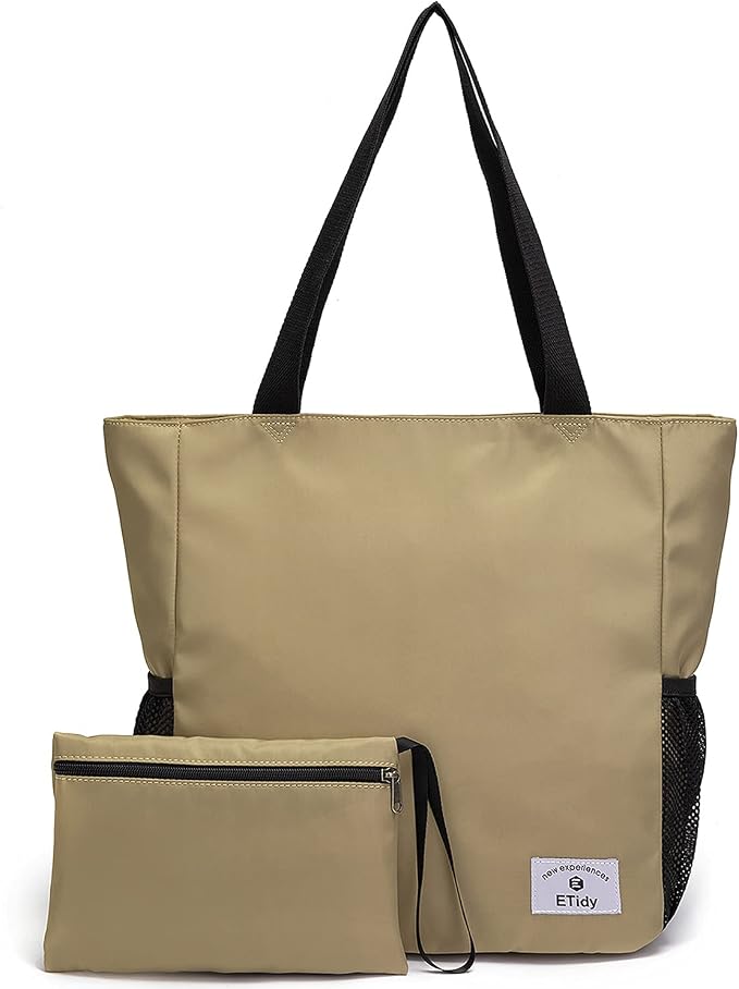 ETidy Large Capacity Foldable Tote Bag With Zipper | Water-resistant, Lightweight, Sandproof, Beach Bag, Gym Bag, Travel Shopping Bag by ETidy