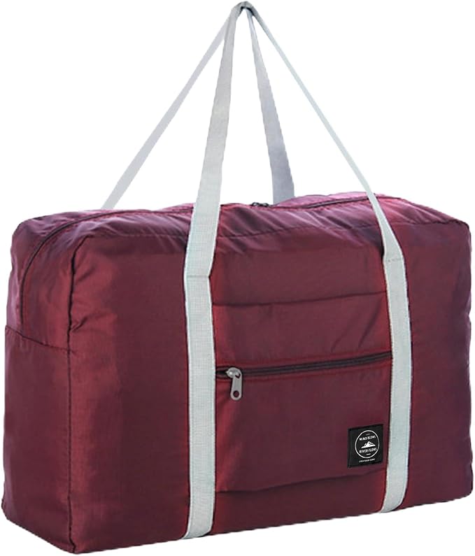 Foldable Travel Duffel Bag Tote Carry on Luggage Bag Spirit Airlines Personal item Sports Gym Bag Water Resistant Weekender Overnight Bags for Women and Men (Red) by INVODA