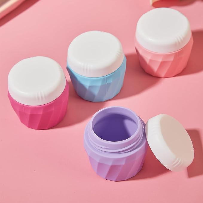 Travel Containers for Toiletries, Premium Silicone Cosmetic Cream Jars, TSA Approved Leak-Proof Refillable Travel Size Toiletries with Clear Bag for Cosmetic Face Body Cream (Vibrant, 1OZ) - Image 6