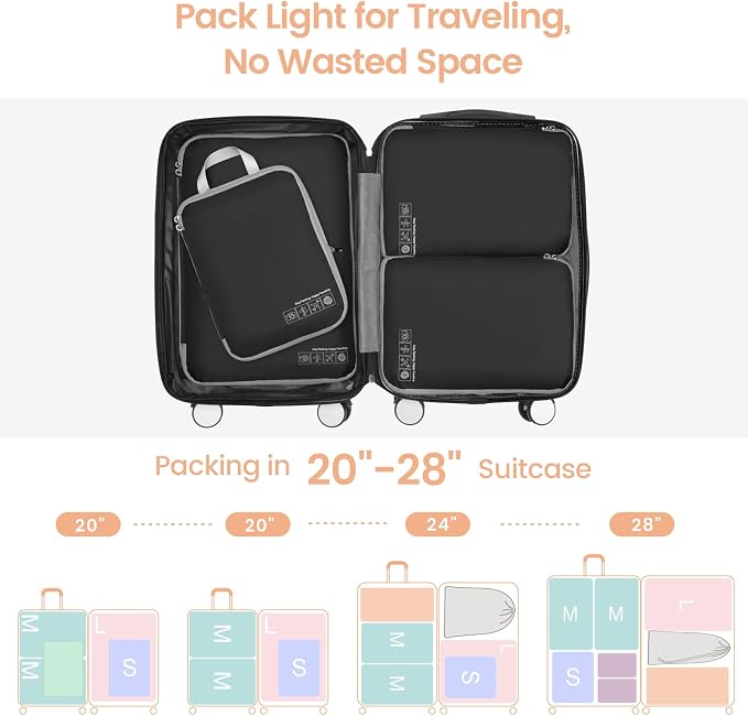 Cambond Compression Packing Cubes for Travel - Luggage Suitcase Organizer | Compression Zip Design for Space-saving, Expandable, Lightweight, Keep Clothes Sorted, Luggage Space Tidy, Carry on Pack Fast - Image 6