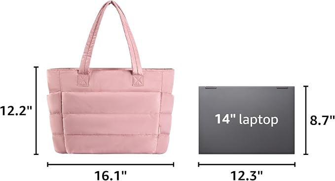 BAGSMART Tote Bag for Women, Lightweight Puffy Tote Bag with Compartments Shoulder Bag Handbag for Travel, Work, Gym | Lightweight - Image 3