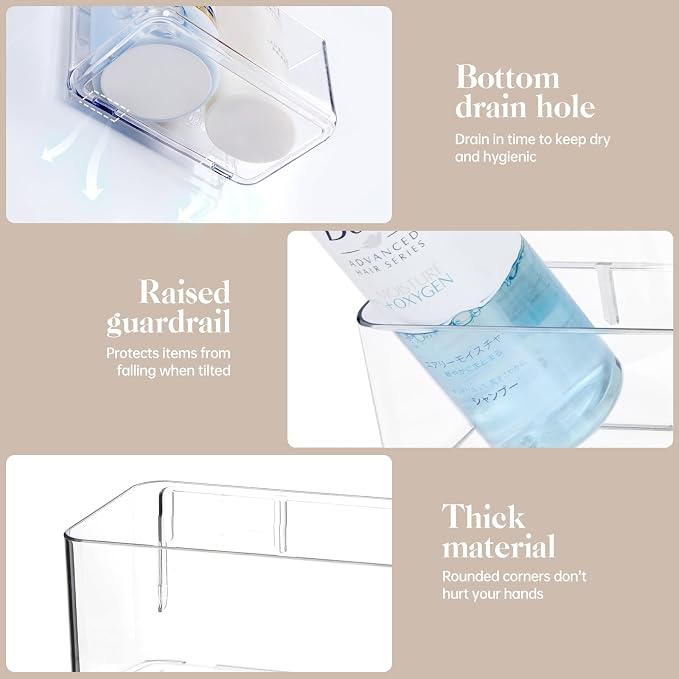 PAVSTINE 2 Pack Clear Shower Shelf, Adhesive Bathroom Shower Shelves | Wall Mounted Bathroom Shower Organizer, No Drill Shower Shelves with Self Adhesive Tape, Transparent - Image 7