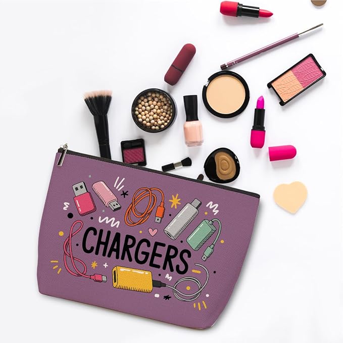 2Pcs Cables Chargers Makeup Bag Travel Essentials Cosmetic Bags for Women | Organizer Portable Pouch Purse Roomy Travel Makeup Toiletries Accessories, Birthday Gifts for Women - Image 3
