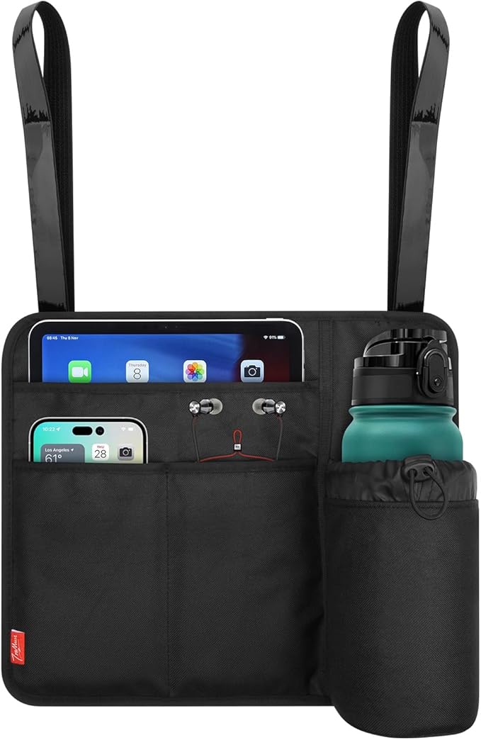 Airplane Seat Back Organizer & Storage, Airplane Tray Table Cover for Personal Items, Airline Seat Hanging Pockets Media Pouch,Reusable Travel Essentials, Fits Tablets, Cell Phone,Water Bottle (Black) - Image 5