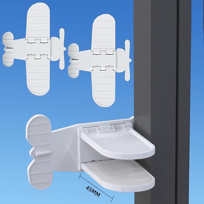 Sliding Door Lock 2-Pack, Child & Pet Safety, No Drill Adhesive | Childproof latch easy install & removes for sliding glass doors, windows, closets, showers & RV. Strong hold. Renter friendly by Bstsilver