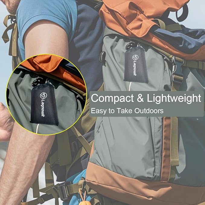 Pocket Blanket, Compact Blanket for Picnic, Beach, Festival | Sandproof, Waterproof, Stakes & Carabiner Included, Packable Lightweight Tarp for Camping, Hiking, Backpacking, Travel - Image 6