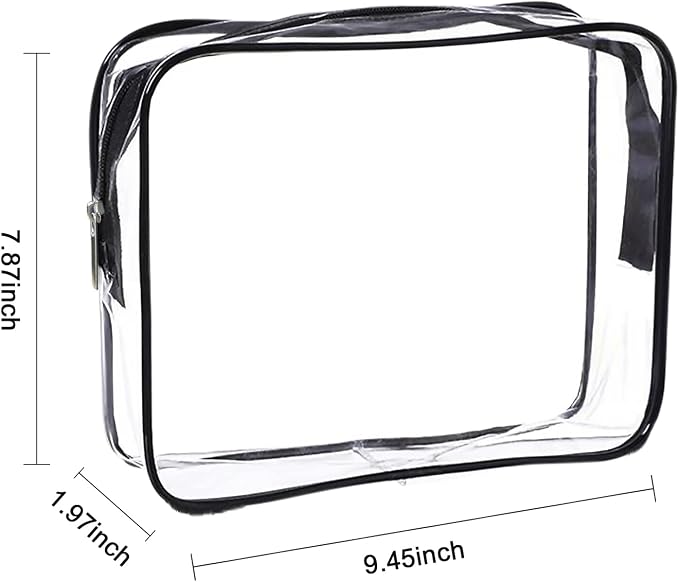 Clear Toiletry Bag Quart Size Bag 2Pcs Travel Makeup Cosmetic Bag PVC Toiletries Cosmetic Pouch for Women Men (M) - Image 2