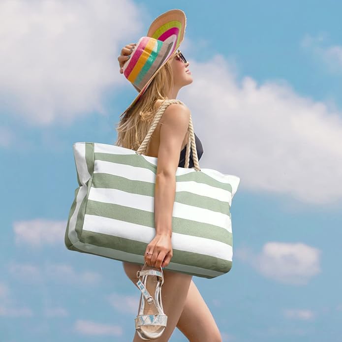 Becokan Beach Bags for Women Large Waterproof Beach Tote Bag Zipper Beach Bags Waterproof Sandproof Swim Pool Bag Large Tote - Image 2