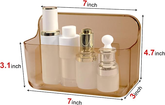 CGBE 2-Pack Cabinet Door Organizer, Self Adhesive Bathroom Shelves, Amber | Acrylic Shower Caddy, Wall Mounted Storage, No Drilling, Automatic Draining, For Cabinet Door and Shower Wall - Image 2