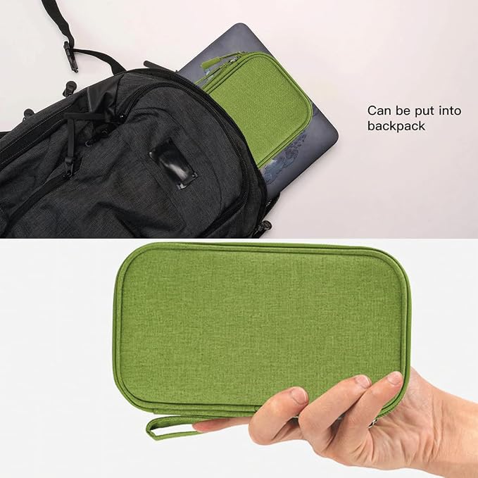 CAAORDKSO Electronics Organizer Travel Case, Travel Cable Organizer Bag Pouch Electronic Accessories Carry Case Waterproof Electronic Bag for Cable, Cord, Charger, Power Bank, Earphone (Green) - Image 3