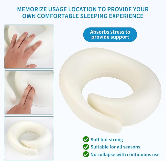 100% Memory Foam Neck Travel Pillow, Neck Pillow Airplane with Eye Mask & Ear Plugs, Ergonomic Portable Design, 360° Support Stowable Pillows Best for Travel Pillow for Plane, Car, Home, Work - Image 6