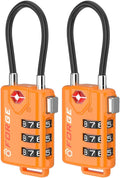 TSA Approved Cable Luggage Locks, Re-settable Combination with Alloy Body, Orange 2 Locks. by Forge