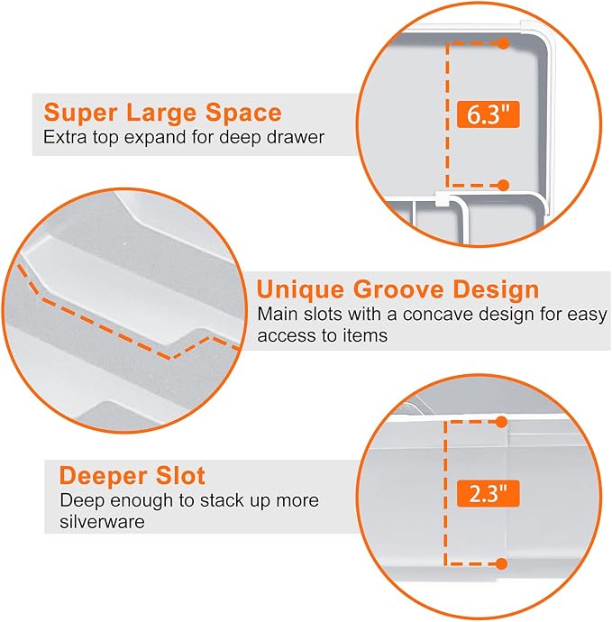 Silverware Drawer Organizer Tray, Adjustable Cutlery Storage for Kitchen, Expandable Flatware and Utensil Holder Divider for Spoons Forks Knives Tableware, 15 x 19, 4-7 Slots, Gray - Image 4