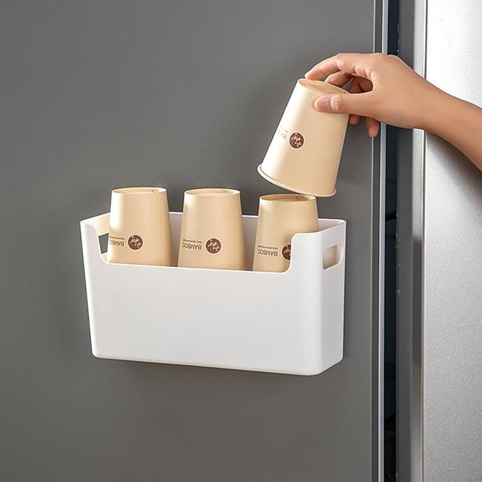 2 Pack Cabinet Organizer Storage, Adhesive Over Cabinet Door Organizer, No Drilling Space Saver Plastic Storage Containers Multi-Use for Kitchen Bathroom Office Bedroom, Translucent - Image 8