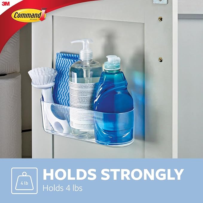 Command Large Caddy, Holds up to 4 lb, 8.6" x 3.1" x 3", 1 Caddy with 4 Strips, Damage-Free Organization Wall Mount to Cabinet, Kitchen, Pantry, Closet, or Under Sink - Image 3
