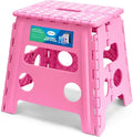 Dyforce Folding Step Stool 13 Inch,300lbs Foldable Stool for Adults & Kids | Stepping Stool Pink,Non-Slip Plastic Compact Foot Stool with Carry Handle,Lightweight for Bathroom Kitchen Bedroom Garden by DyforceHomeDecorCOLTD