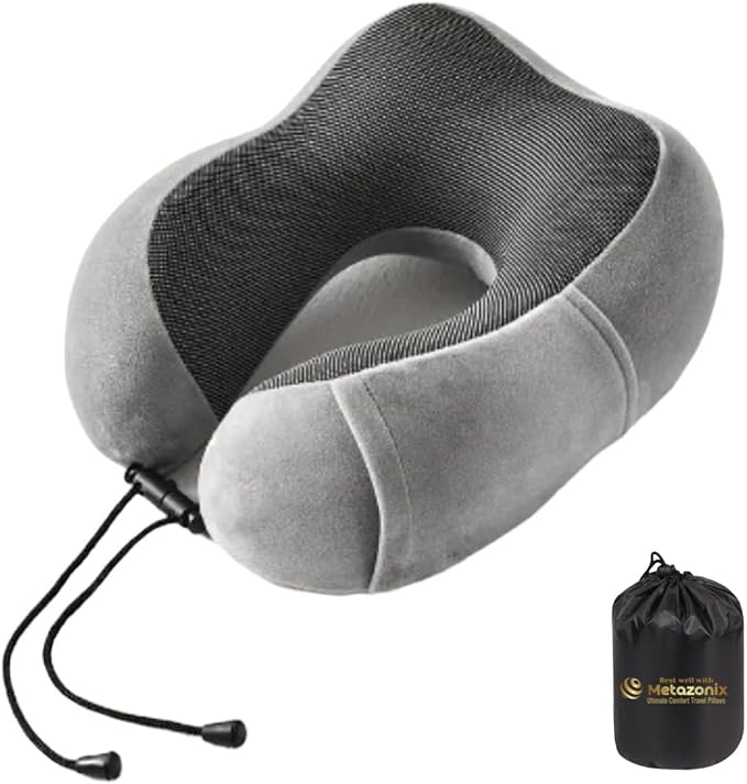 Travel Pillows for Airplane - Neck Pillow Airplane and Car Use - Soft Comfortable Memory Foam Travel Neck Pillow - Travel Essentials for Women and Men (Cloud Gray) by VorgatoLuxury