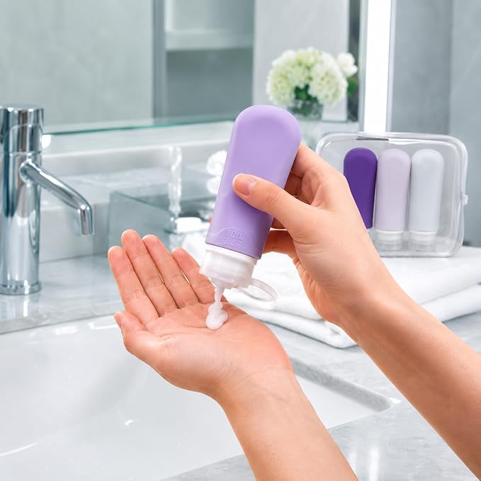 INSFIT Travel Bottles for Toiletries, TSA Approved 3oz Travel Size Containers, BPA Free Leak Proof Squeezable Silicone Tubes for Shampoo Conditioner Lotion Body Wash with Labels - Image 5